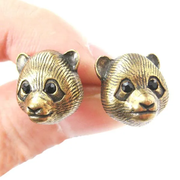 

Kinitial 1PAIR PANDA TEDDY BEAR REALISTIC ANIMAL STUD EARRINGS for Women Party Gift
