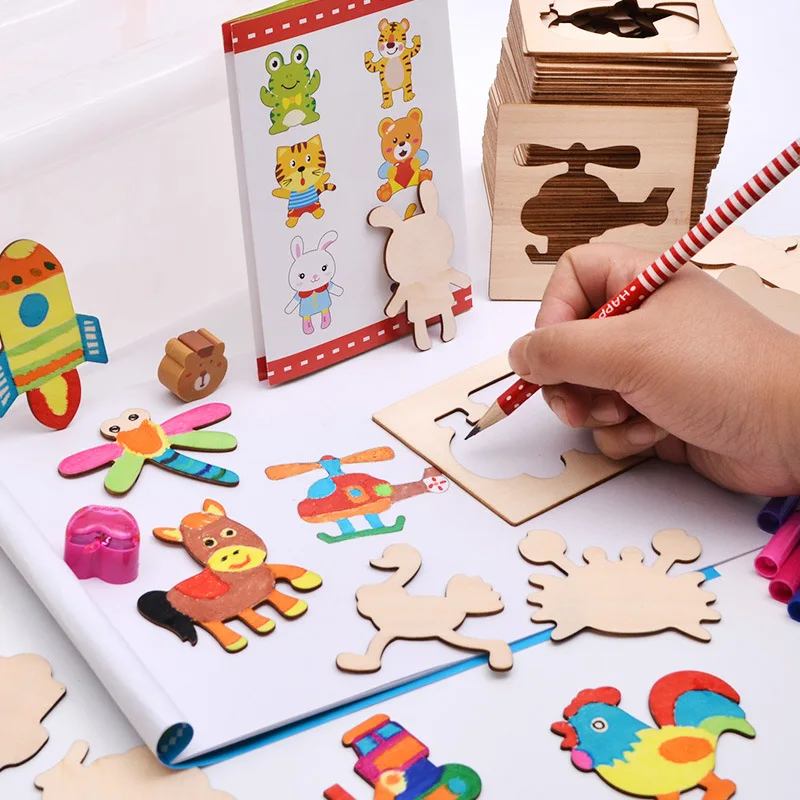 

3D Educational Toys Developmental Baby Toy Colouring Books for Kids Wooden Puzzle Early Training Game Knutselen Kinderen
