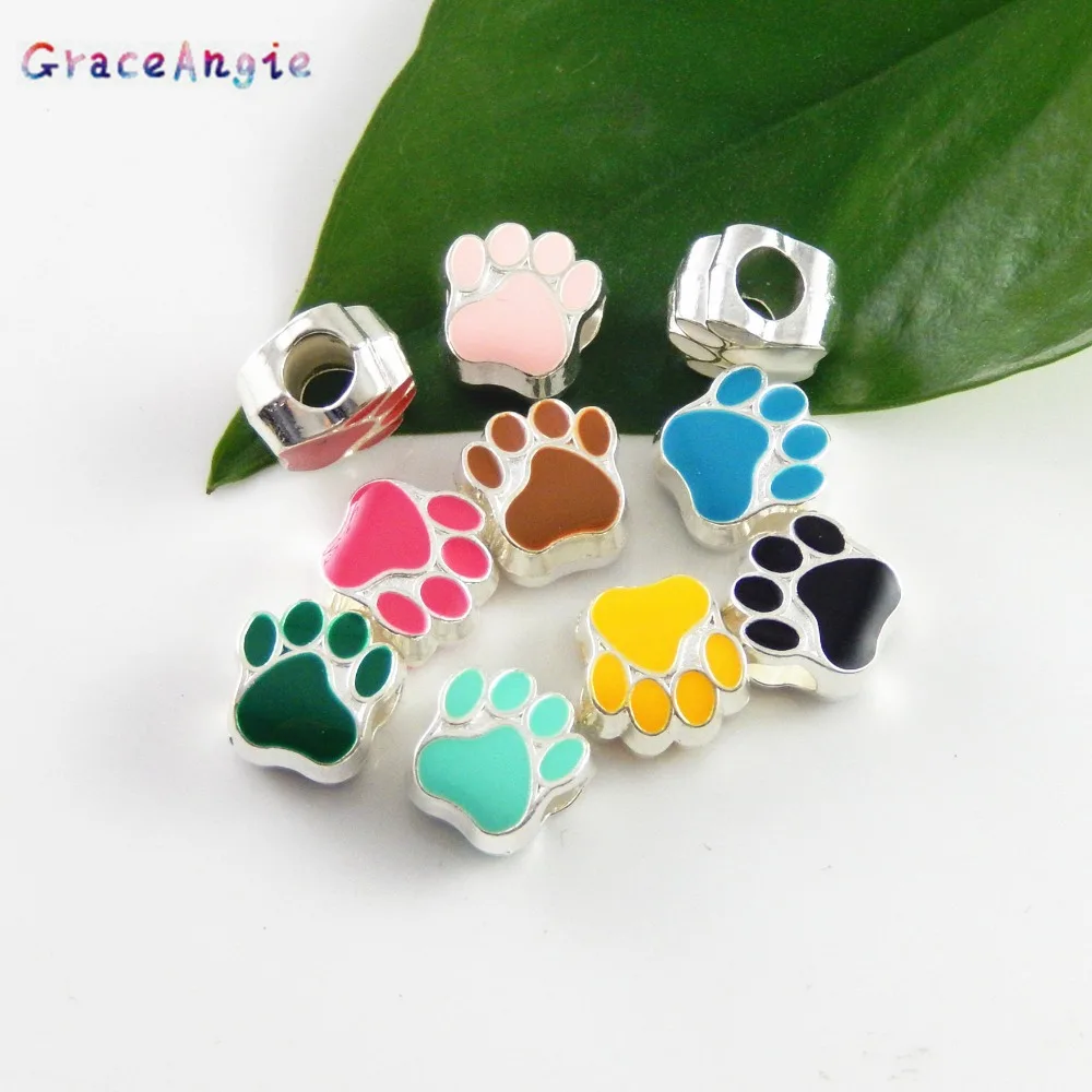 40PCS Paw Prints Beads For Bracelet women man DIY Jewelry making Beads Wholesale Earrings Necklace Accessories Crafts Colorful