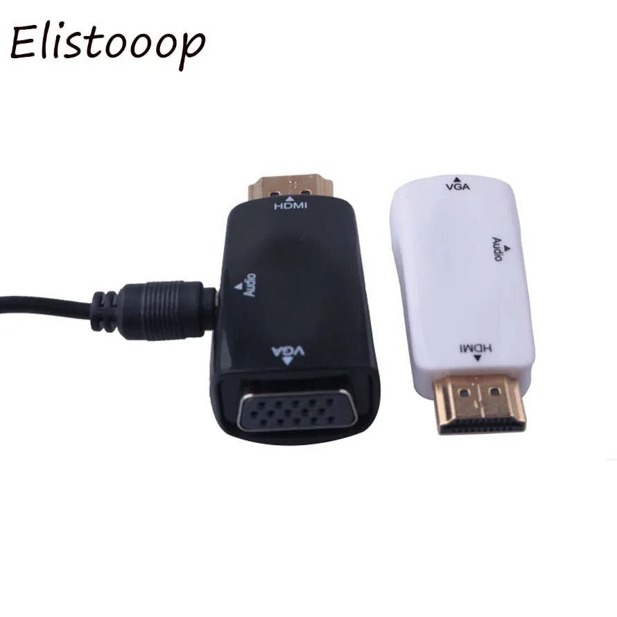 

Elistooop Male to Female for HDMI to VGA Converter With Audio Cable for PC Laptop Tablet Support 1080P HDTV Adapter