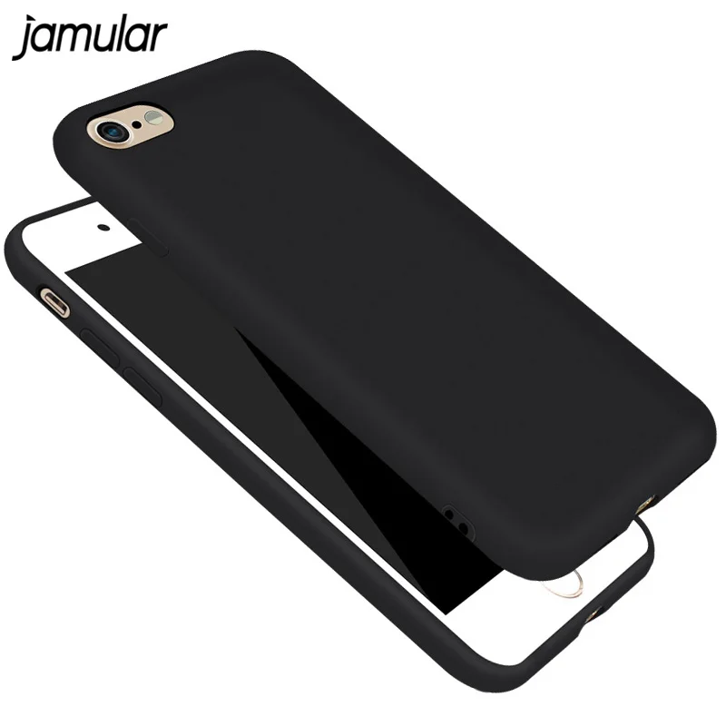 JAMULAR Black Matte Rubber Phone Case for iPhone X 6 6s 8
