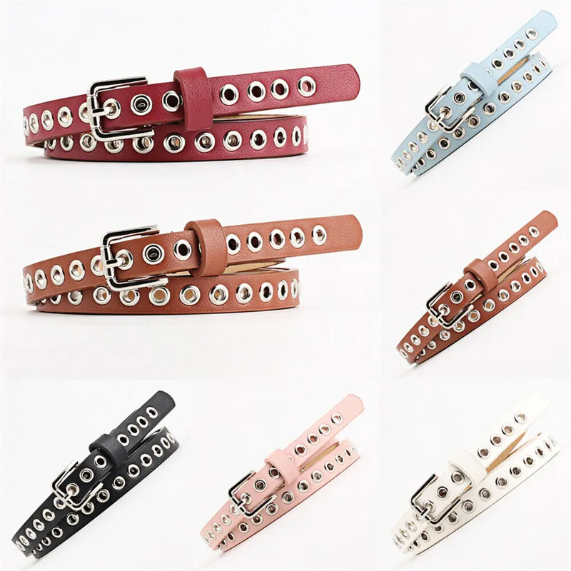 

Hirigin Round Women Solid Fashion Belt Buckle Waist Casual Shape Belt Faux Leather Trends Rivet Metal Belt High Quality Hot Sale