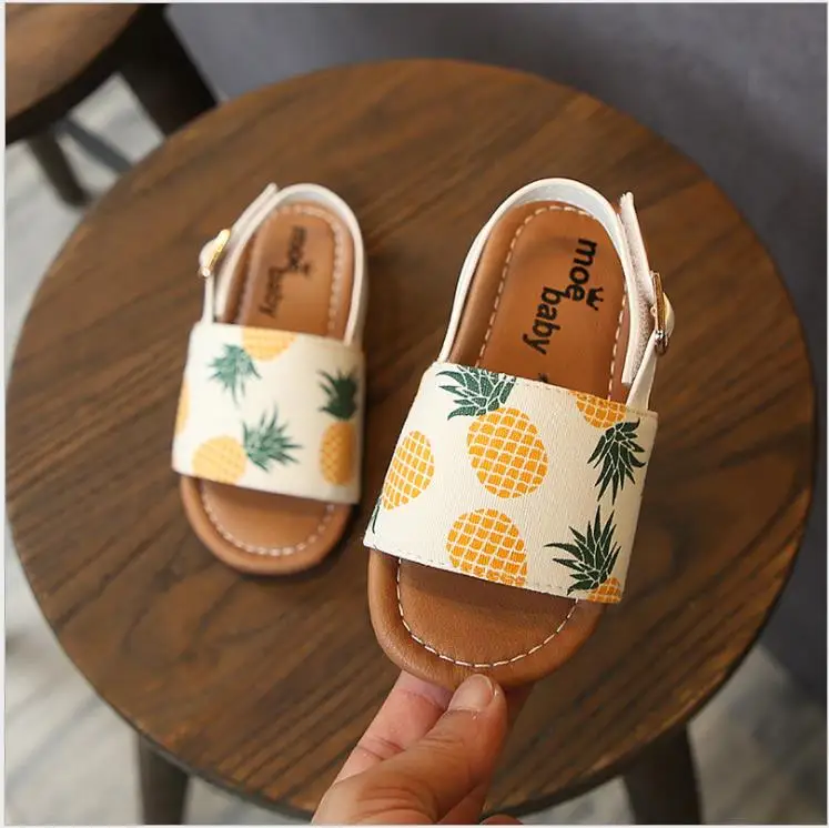 

Children's Flat-soled Sandals Girls Summer New Girl Fashion Fruits Print Soft-soled Beach Shoes Lovely Children's Baby Shoes