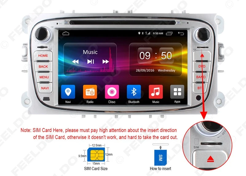 Clearance FEELDO 7" Android 6.0 (64bit) 2G/32G/4G Octa Core Car DVD GPS Radio Head Unit For Ford Tourneo Connect(2010 onward) Black Silve 4