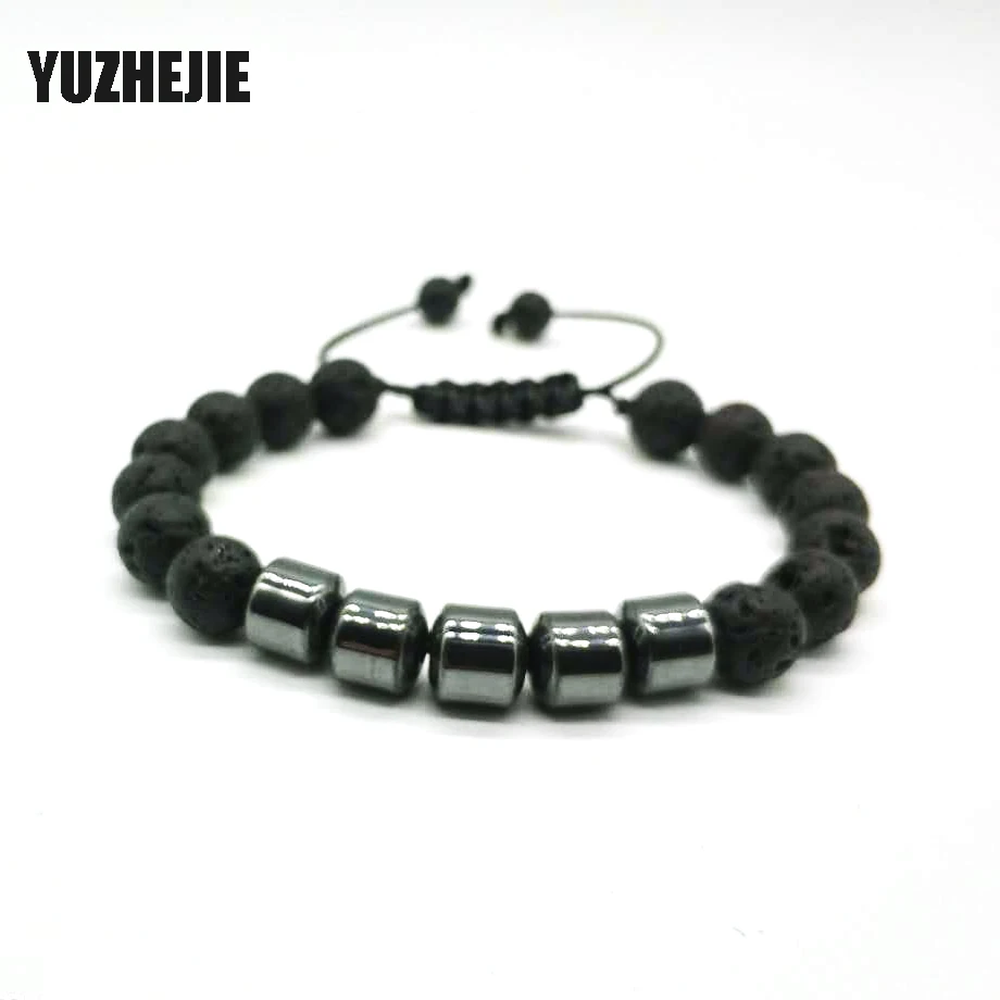 Lava Stone Bead регулируемый браслет для мужчин 8 мм тибетский Будда мала Йога