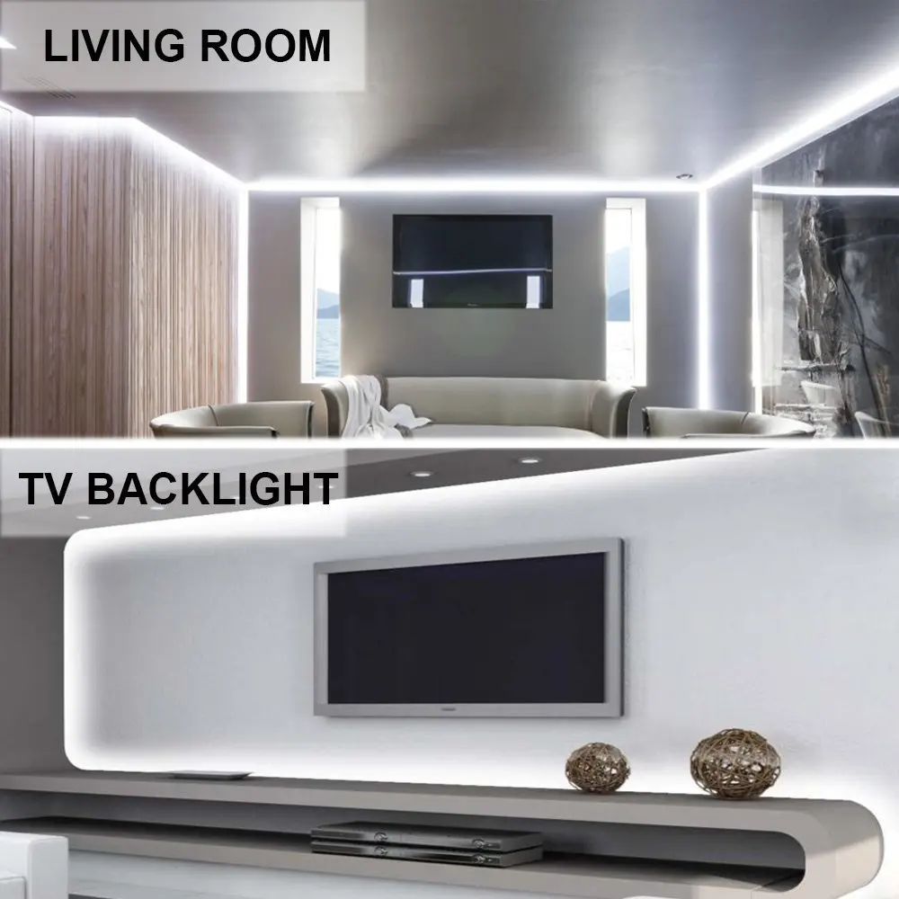 

Dimmable LED Light Strip Kit ,300 Units SMD 2835 LEDs, 16.4ft/5m 12V LED Ribbon, Non-waterproof, Back lights ,Home Decoration