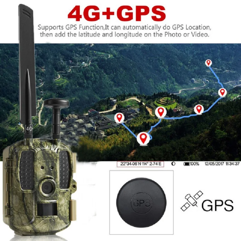 Фотоловушка 4G для охоты MMS GSM GPRS цифровая игровая камера скаутинга GPS/SMTP/FTP ловушка