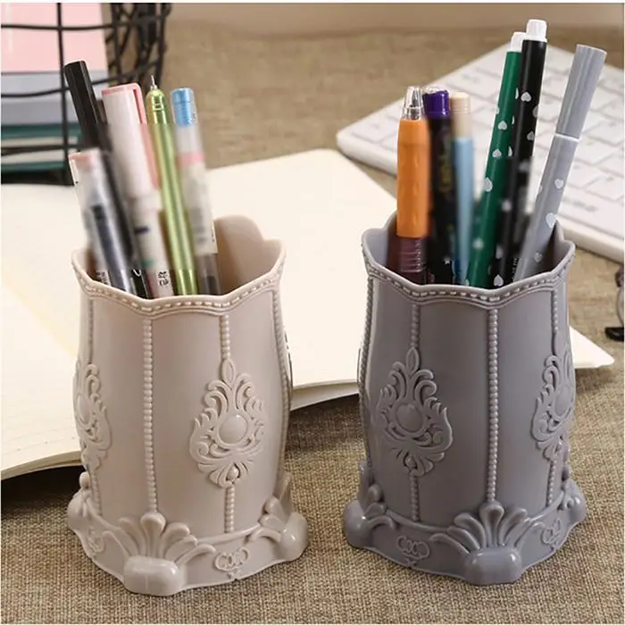 

1Pcs European Style Storage Box Pencil Holder Multi-function Office Table Pen Holder Daily Use Home Office Organizer
