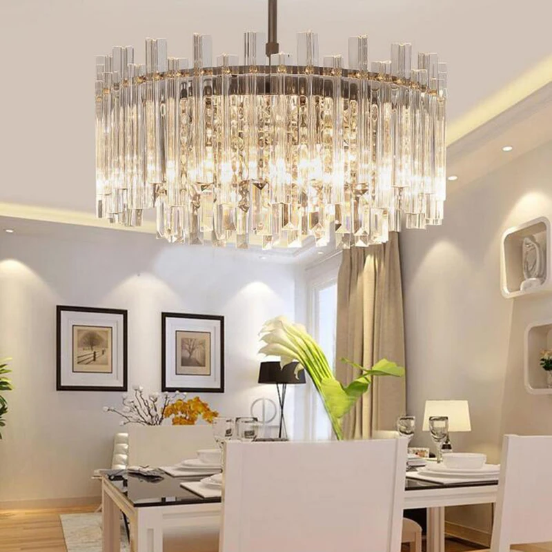 Современные хрустальные люстры, потолочный квадратный/круглый подвесной светодиодный светильник для гостиной, спальни, кухни, скандинавского стиля, столовой, светильник