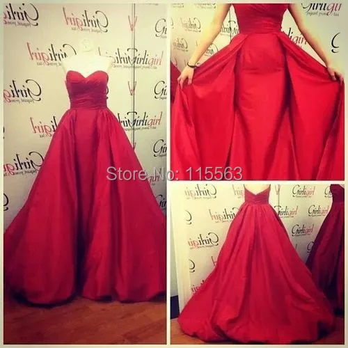 2014 Red Cheap Taffeta Free Shipping Sexy Party Celebrity Dresses Long Ball Gown Evening Dress Vestido De Festa | Свадьбы и