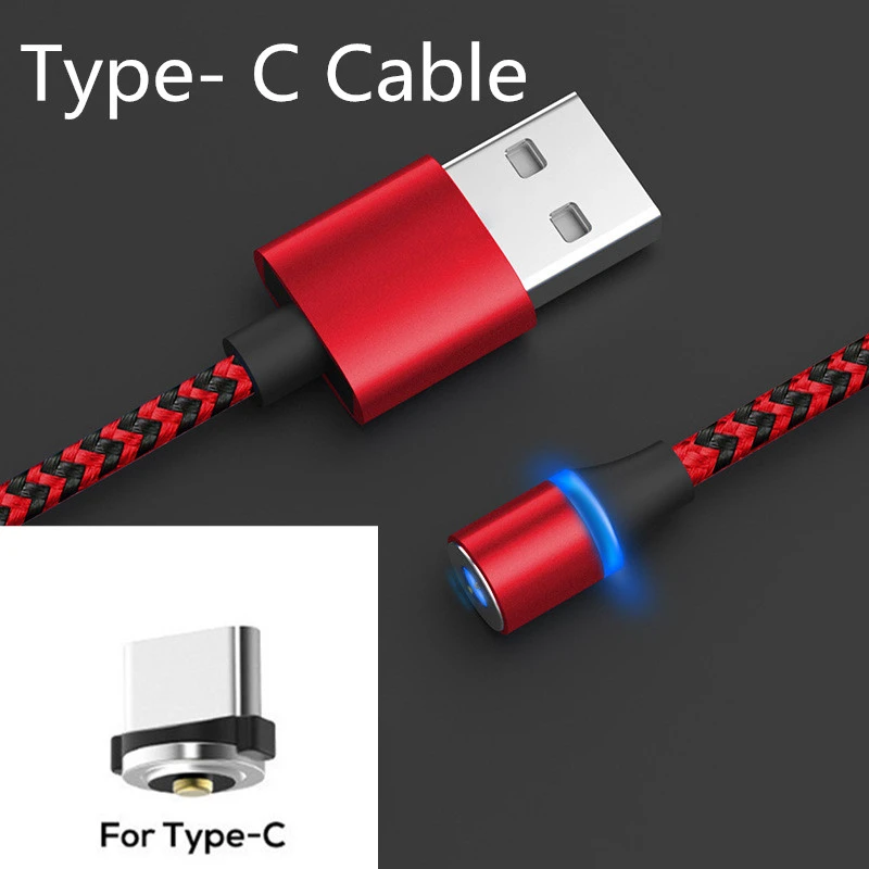 Магнитный Micro USB кабель для iPhone samsung type-c зарядный Магнитный зарядный адаптер usb type C кабели для мобильных телефонов - Цвет: Type C red