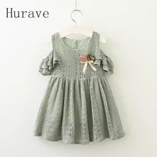 Hurave 2017 Lace girls dress girl summer clothing cute kids clothes robe fille princess v neck