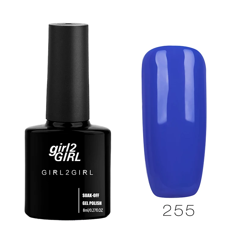 Гель-лак для ногтей Girl2girl, 8 мл, замачиваемый УФ-гель для ногтей, Гель-лак для маникюра, Гель-лак для ногтей, синий набор - Цвет: 255