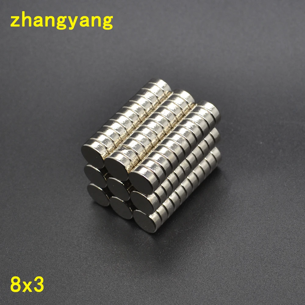 

100pcs 8mmx3mm 8x3 mm Strong Round Magnet 8x3 Disc 8*3m Rare Earth Neodymium NEW Art Craft Connection
