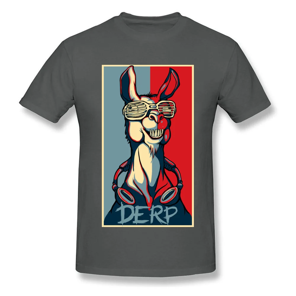 Casual Derp Llama Design Short Sleeve Lovers Day Tees Hip Hop Round Neck 100% Cotton Tee-Shirt Man T-shirts Top Quality Derp Llama carbon
