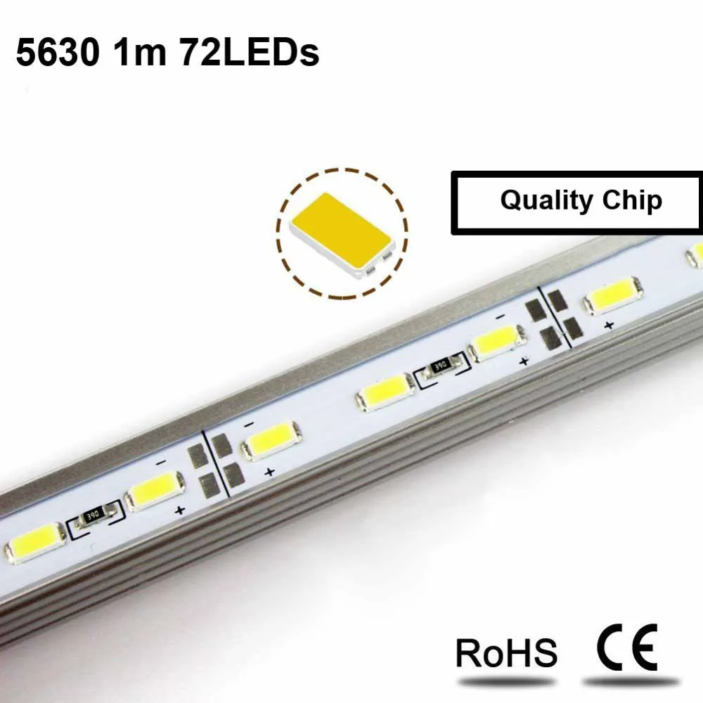 10 шт. 100 см 5630 полосы светодиодов для освещения DC 12 v 72 светодиодный S U V стиль алюминиевый сплав оболочки Тиры Тира для магазина ювелирных изделий шкафа