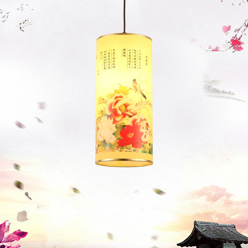 

Chinese Style Pendant Light Lantern LED Loft Lamp Indoor PVC Vintage Creative Dining Room Restaurant Home Lighting Art Decor