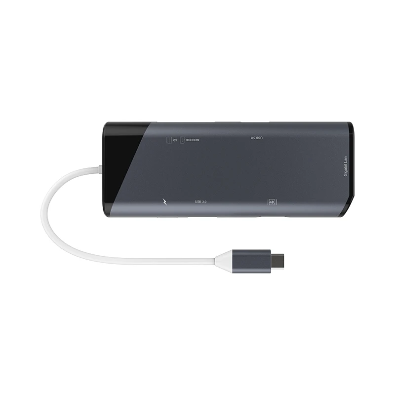 7 в 1 USB C концентратор USB-C HDMI Ethernet Rj45 адаптер 4K USB 3,1 SD/TF кард-ридер для MacBook Pro iPad type C концентратор Hdmi - Цвет: Black