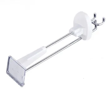 

(50 pcs/pack) 7 inchs white color metal wall-mounted slatwall security display hook 2 pcs open key