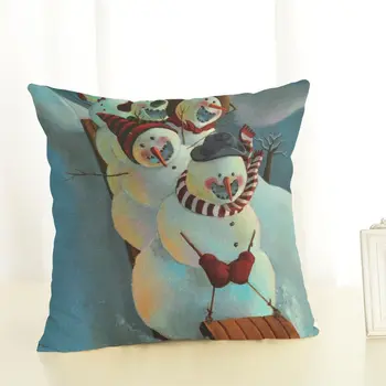 

2020 New Year Christmas Decorations For Home Adornos De Navidad Home Decoration Accessories Natal Cushion Cover Snowman Playing