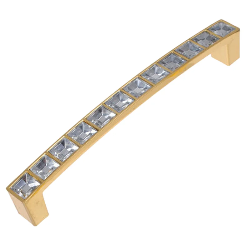 

8Pcs Cabinet Drawer Cupboard Door Wardrobe Square Knob Handle Crystal 128mm Gold