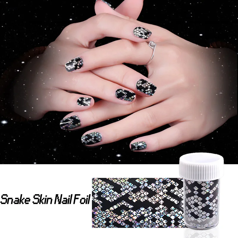1roll 4cm 120cm Holographic font b Nail b font Foils Snake Skin font b Nail b