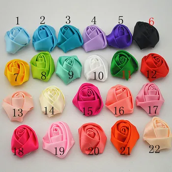 

Trail order satin ribbon rosettes rose flower DIY handmade flower dress/hair accessories 18pcs/lot