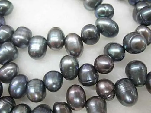 ddh001905 loop necklace black freshwater pearl rice beads 60&quot (B0409) |