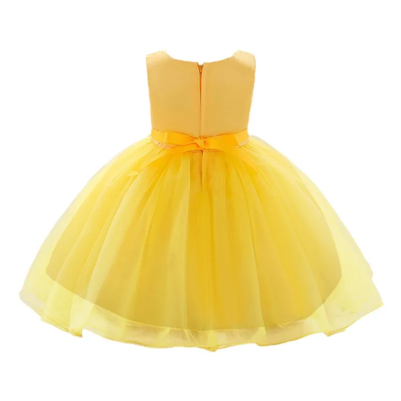 Элегантные Детские платья принцессы для девочек; вечернее платье для девочек; свадебное платье с цветочным узором для девочек; Детские платья для девочек; костюм - Цвет: Цвет: желтый
