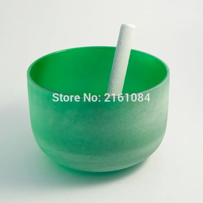 

12" Green Color F Heart Chakra Frosted Quartz Crystal Singing Bowl with free suede and o-ring