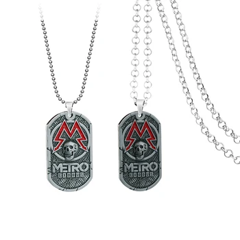 

Game Metro 2033 Necklace Men Metal Chain Skull Square Dog Tag Pendant Necklace Women Punk Vintage kolye souvenir Jewelry New