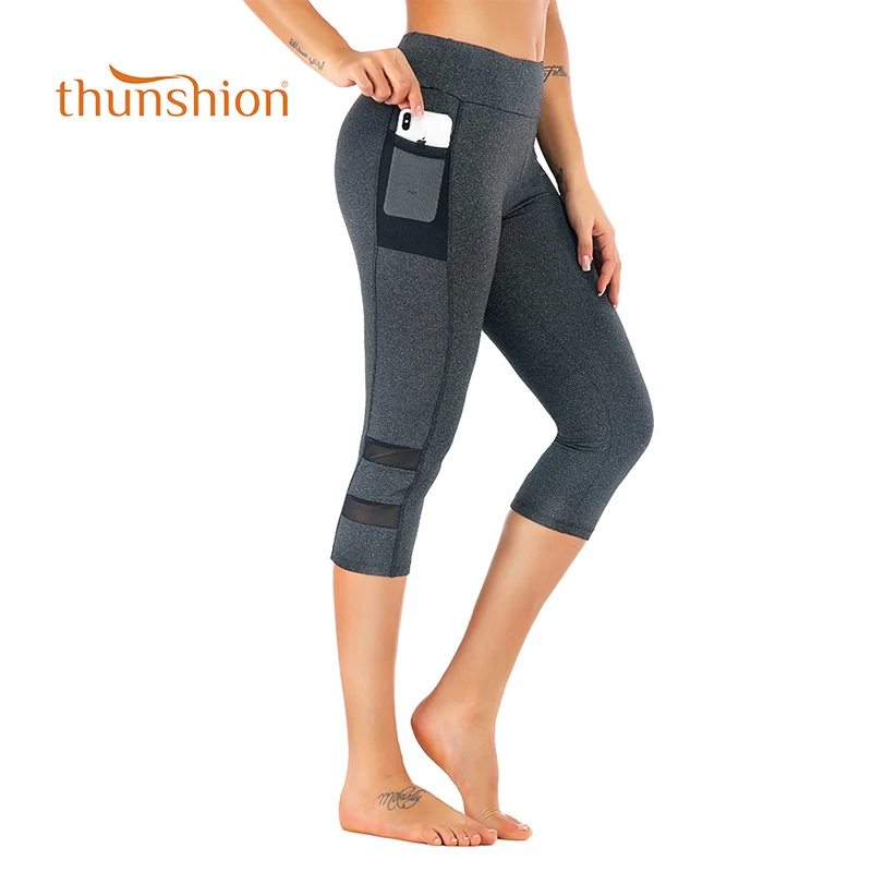 

Thunsion Sports Leggings Women Push Up Slim Cropped Lady Yoga Pants for Runnging Fitness Workout Pocket large size