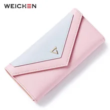 WEICHEN HOT Geometric Envelope Wallet Women Brand Designer Female Wallet Card Holder Phone Coin Pocket Ladies