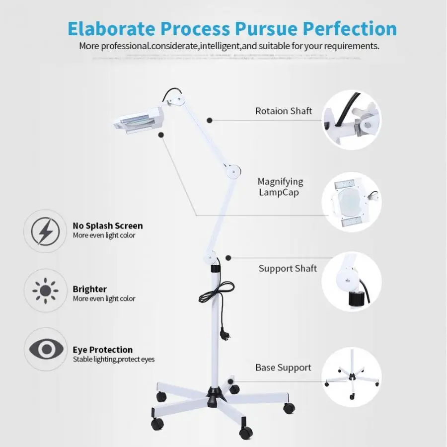 Заморский светодиодный 5X увеличительный напольный светильник ed тату принадлежности Лупа светильник стойка с лупой тату Тело Макияж лампа красота инструмент