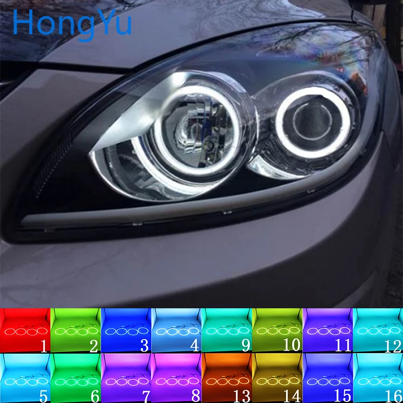 

Headlight Multi-color RGB LED Angel Eyes Halo Ring Eye DRL RF Remote Control for Hyundai i30 2008 2009 2010 2011 Accessories