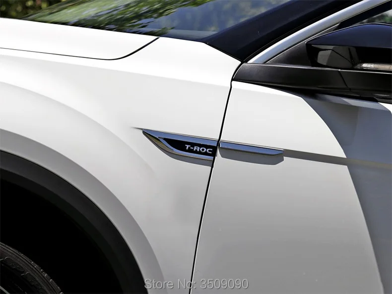 Автомобильная оригинальная Боковая дверь крыло эмблема значок наклейка отделка с Т-roc логотип для VW T-Roc Troc автомобильный Стайлинг