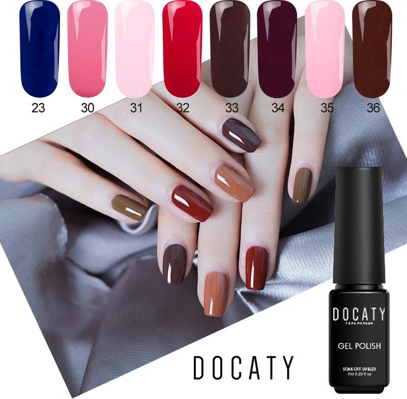 

Docaty All for Manicure and Nail Design Semi Permanent 24 Pure Colors Enamel Gel-lacquer Lamp for Gel Varnish Hybrid Nail Sequin