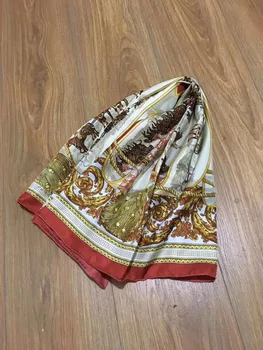 

2019 new arrival fashion elegant brand 100% silk scarf 90*90 cm square shawl hand made roll wrap for women lady free shipping