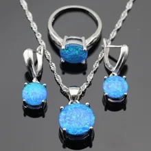 Australia Ópalo de Fuego Azul de Plata redondo Color de Sistemas de La Joyería Para Las Mujeres Pendientes de Gota Colgante de Collar de La Boda Anillos Caja de Regalo