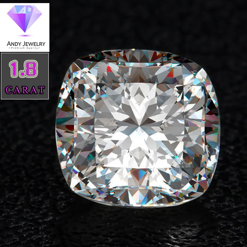 

7.5*7.5mm DEF Cushion Cut White MoissaniteSynthetic Moissanite Diamond 1.8 carat moissanite stone