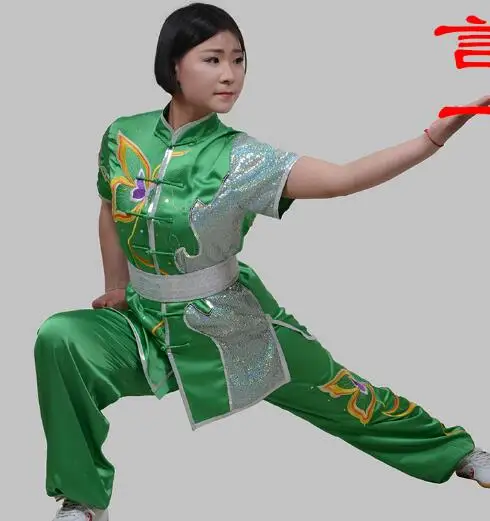 Униформы для Наньцюань костюм для ушу для представления ушу для женщин крыло Чун Китайский кунг-фу костюм Одежда для представления Униформа Тай Чи - Цвет: Зеленый