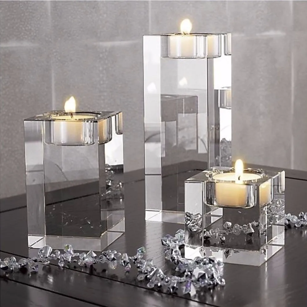 

Elegant Candlestick Candle Stand Crystal Glass Candle Cup Tea Light Holder Cafe Desktop Party Wedding Home Decor Drop Shipping