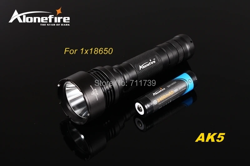 AloneFire AK5 CREE XM-L2 светодиодный 5 Режим супер верхний луч облучения фонарик фонарь светильник для 18650 аккумуляторной батареи