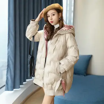 

Bright Color Winter Jacket Women Hooded Down Cotton Long Women Jacket Thicken Parkas Oversized Coat Women Jacket Female C5657