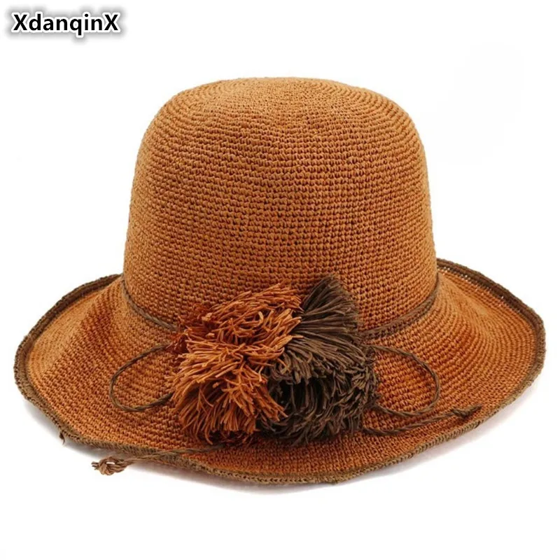 XdanqinX Women's Straw Hat Korean Japanese Style Special Fine Grass