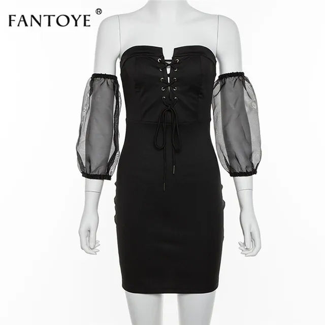 black strapless dress with split