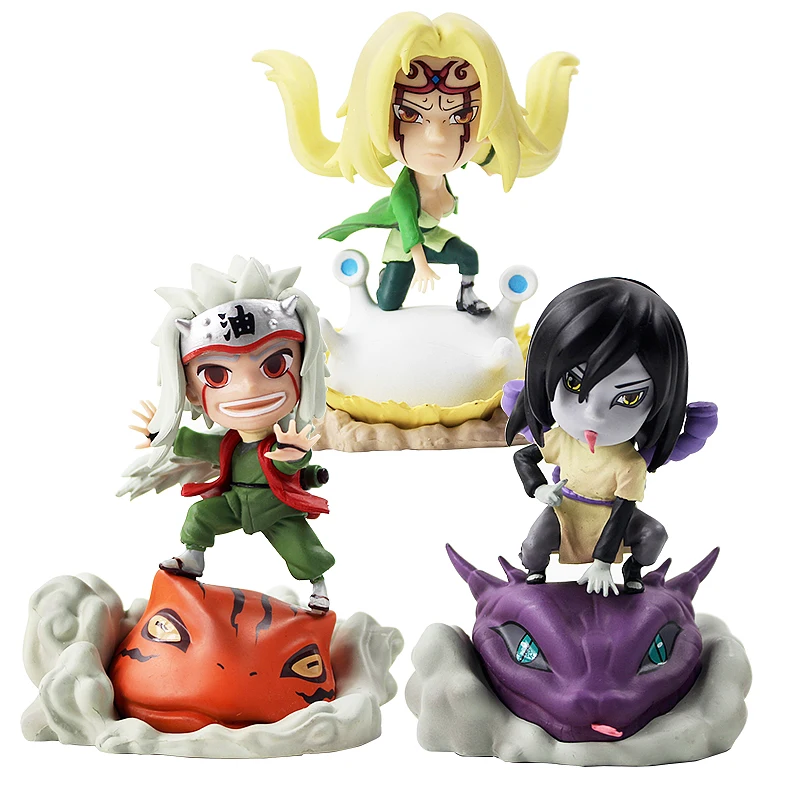 

3Styles 11cm Anime Naruto Shippuden Orochimaru Tsunade Jiraiya Q Version PVC Action Figure Collectible Model Toy Doll