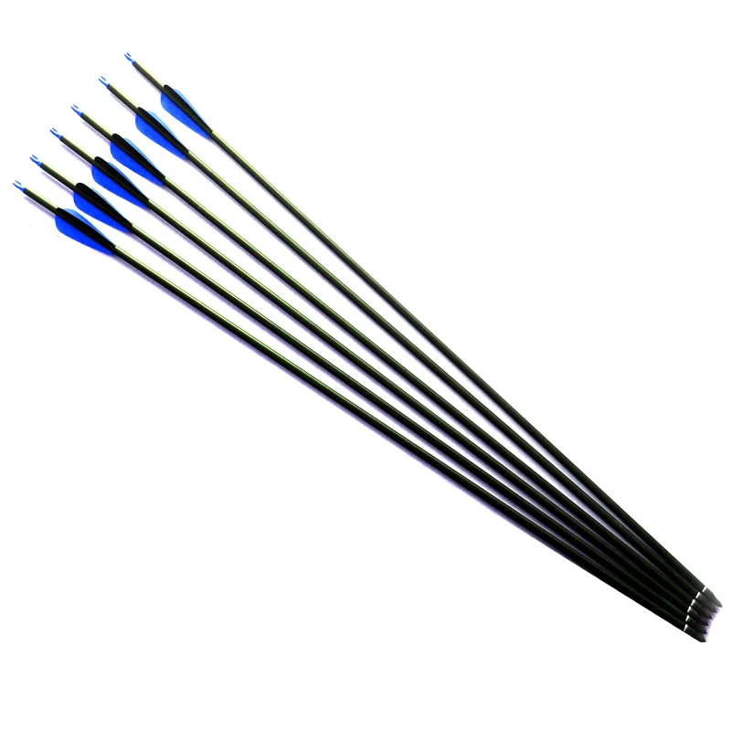 6Pcs 28"/30"/31" Archery Carbon Arrows 500 Spine Hunter Nocks Fletched