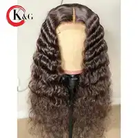 KUNGANG Curly Human Hair Wigs With Baby Hair Bleached Knots 13*6 Inches Brazilian Remy Hair Wig Pre-Plucked 130% Density