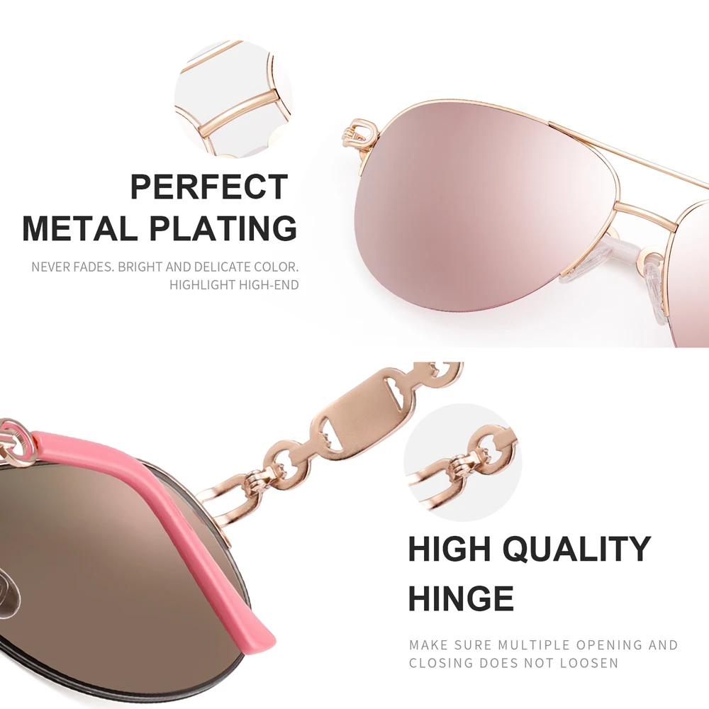 Women Sunglasses UV 400 Mirror Pilot Pink & White Sadoun.com